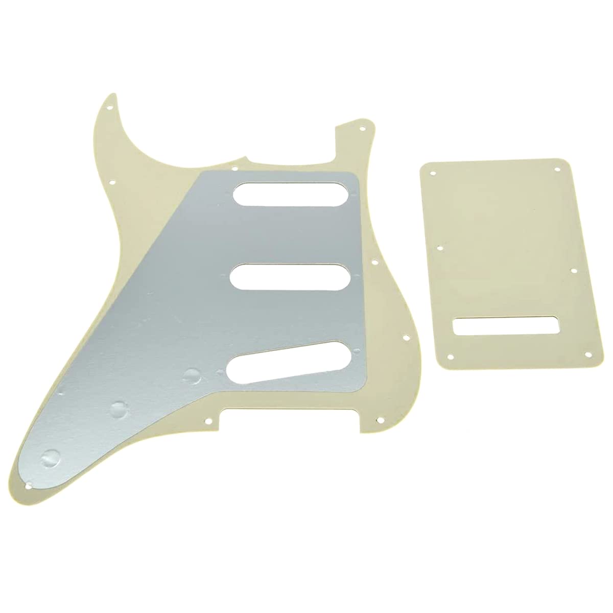 Dopro 11 Hole Strat SSS Pickguard ST Back Plate Trem Cover fits USA/Mexican Fender Strat Aged White 3 Ply