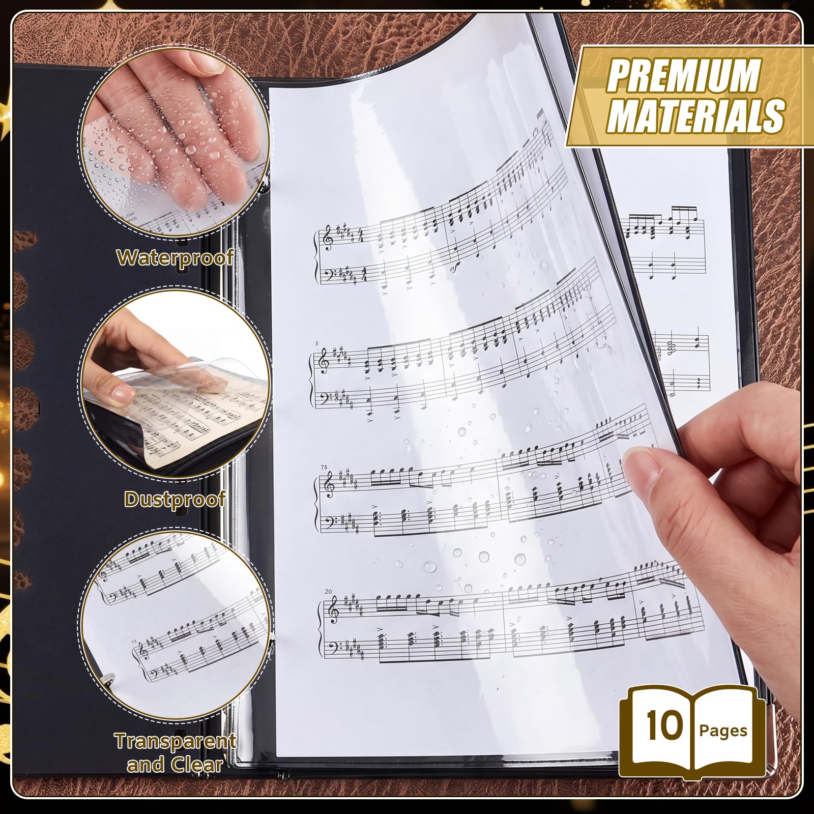 Otoolling 2 Pack Trombone Lyre Sheet Music Clip and Flip Folder with 10 windows and 2 holes Parade Band Sheet Music Stand 7.5 x 6 inches for Parades Practice and Performances