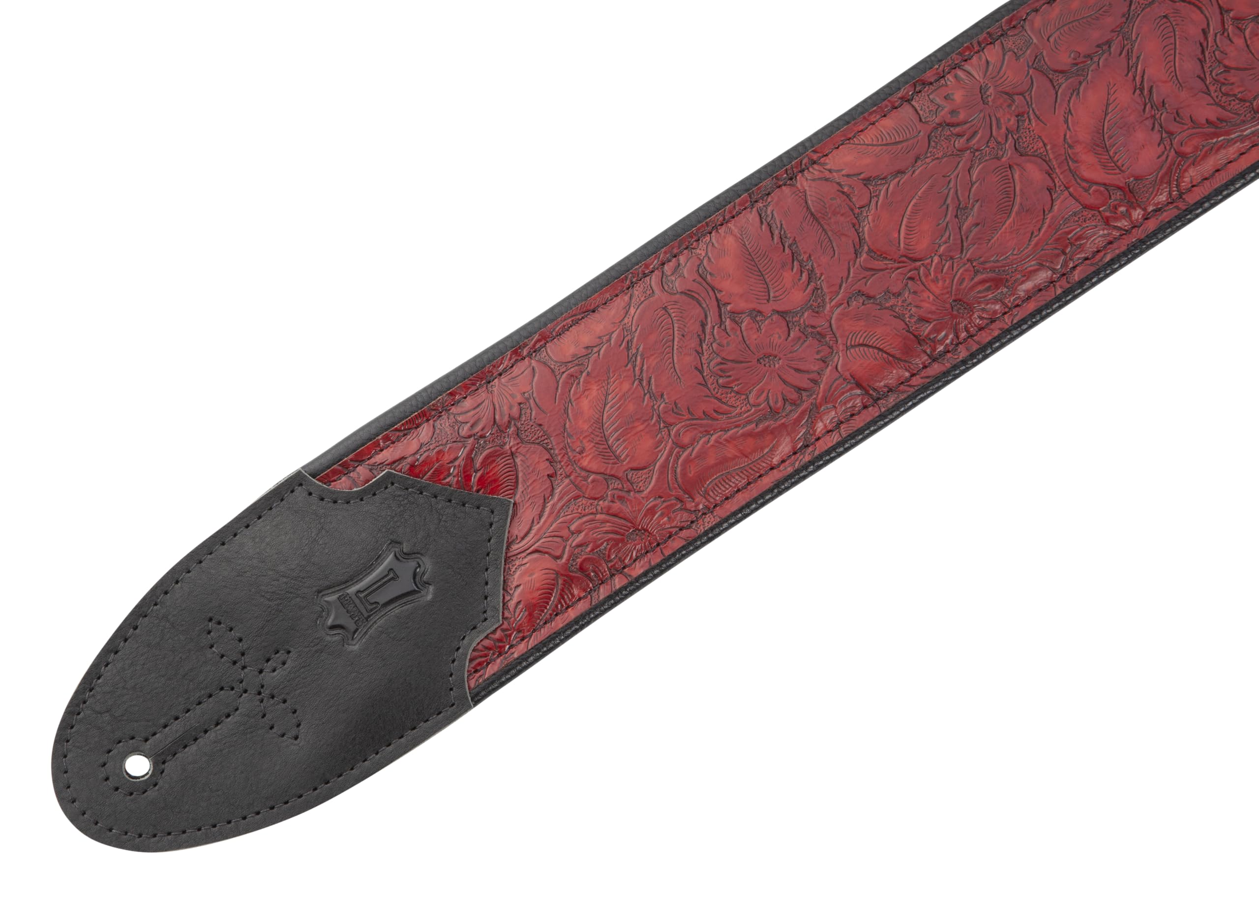 Levy’s Leathers Sundance Series 3″ Width Embossed Leather Guitar Strap – Premium Geranium Merlot Western Design, Wide & Comfortable Support (M4WP-003)