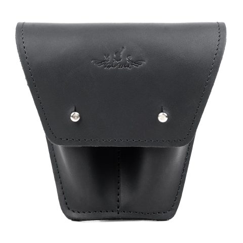 MG Leather Work Trombone/Euphonium Mouthpiece Holder. Genuine Leather Double Pouch Mouthpiece Protection Bag Case. Trombone & Euphonium Accessories (Black)