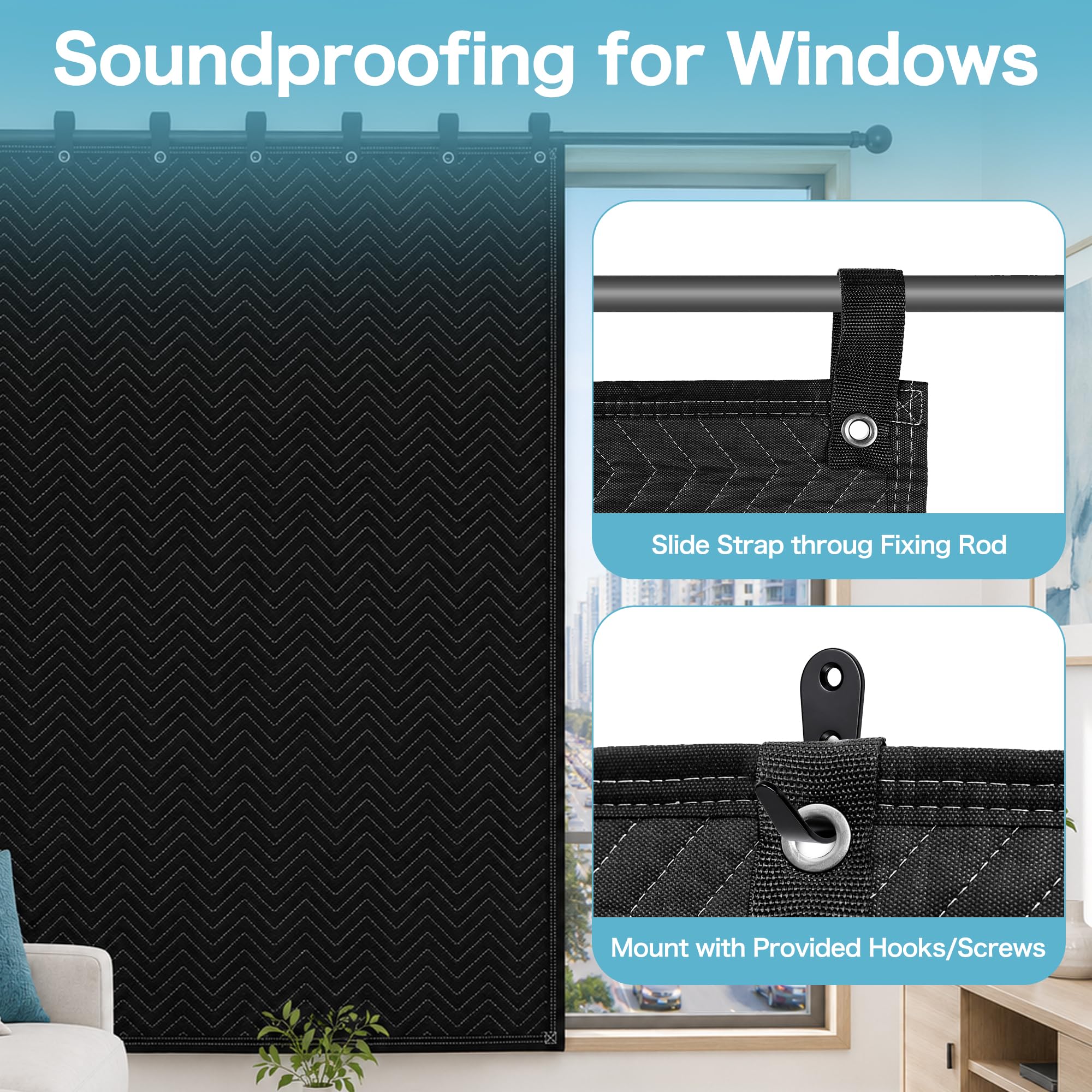 AMUFON Sound Dampening Moving Blanket,48 x 78 in,5 Hooks Included