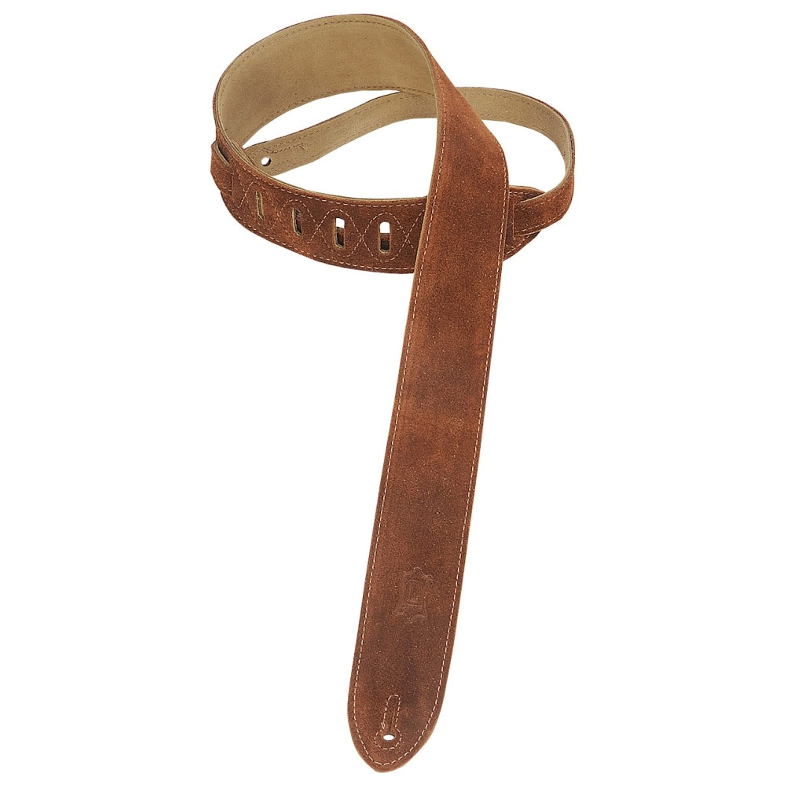 Levy’s Leathers Simply Suede Series 2″ Guitar Strap with Loop and Ladder Height Adjustment, Brown (MS12-BRN)