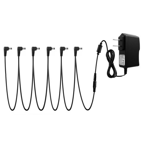 Rockhouse 9V DC 1A Guitar Pedal Power Supply with 6 Way Daisy Chain Cable