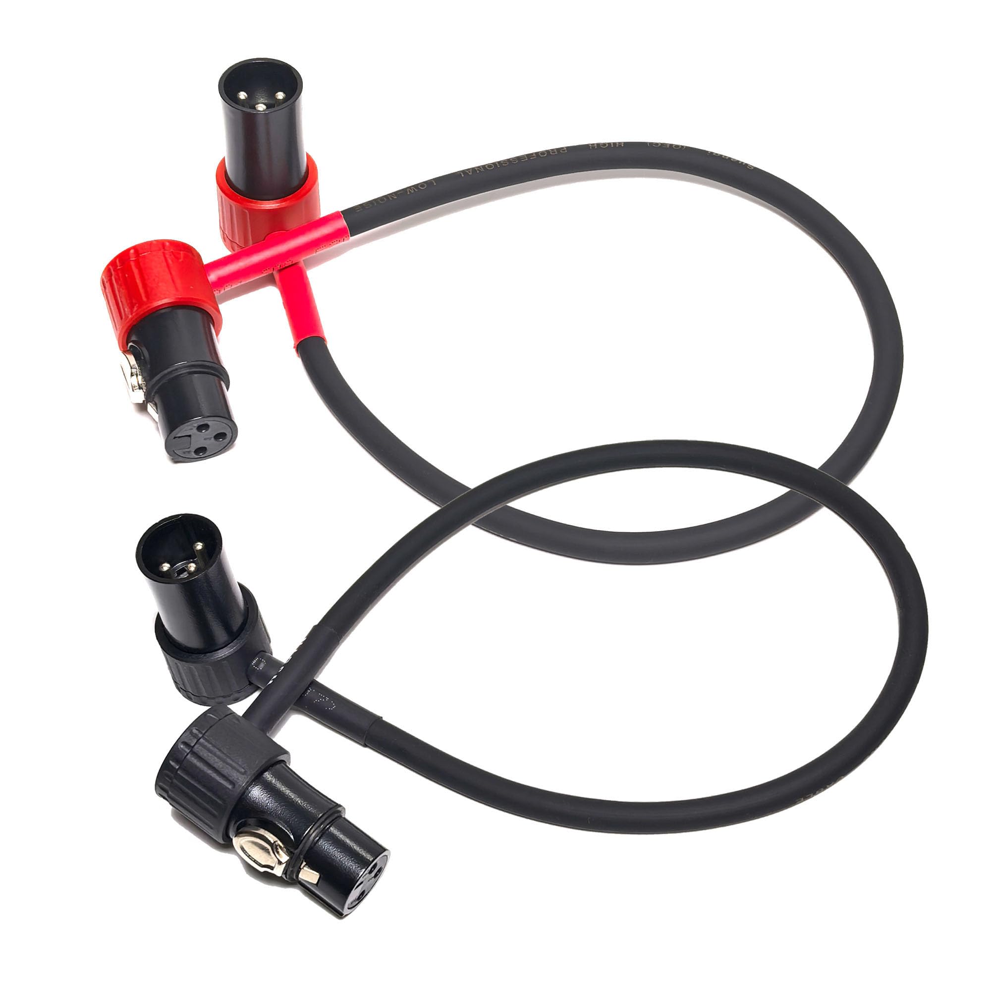 WJSTN 3-Pin Female Right Angle XLR to 3-Pin Male Right Angle XLR Cable 100° Adjustable, Professional Audio Balanced Interconnect for Microphones, Mixers, Speakers -, 2-Pack (1Feet)