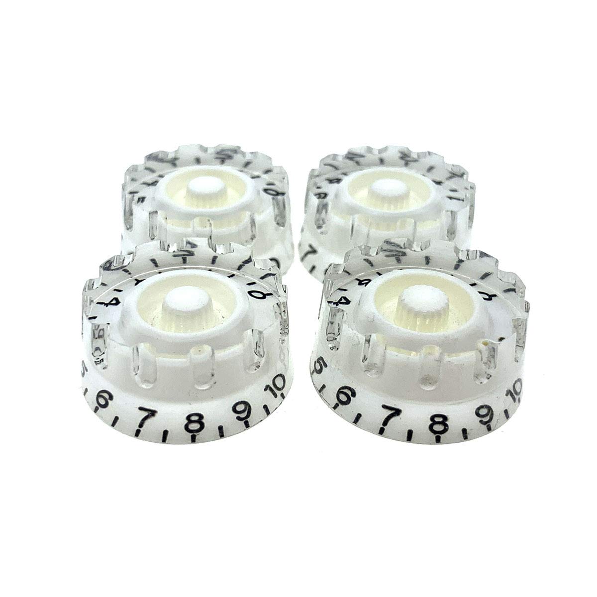 Dopro Set of 4 White Knurled Metric LP Guitar Speed Dial Knobs Control Knobs for Epi Les Paul/Import Guitar Bass w/Coarse 5.8mm Split Pots