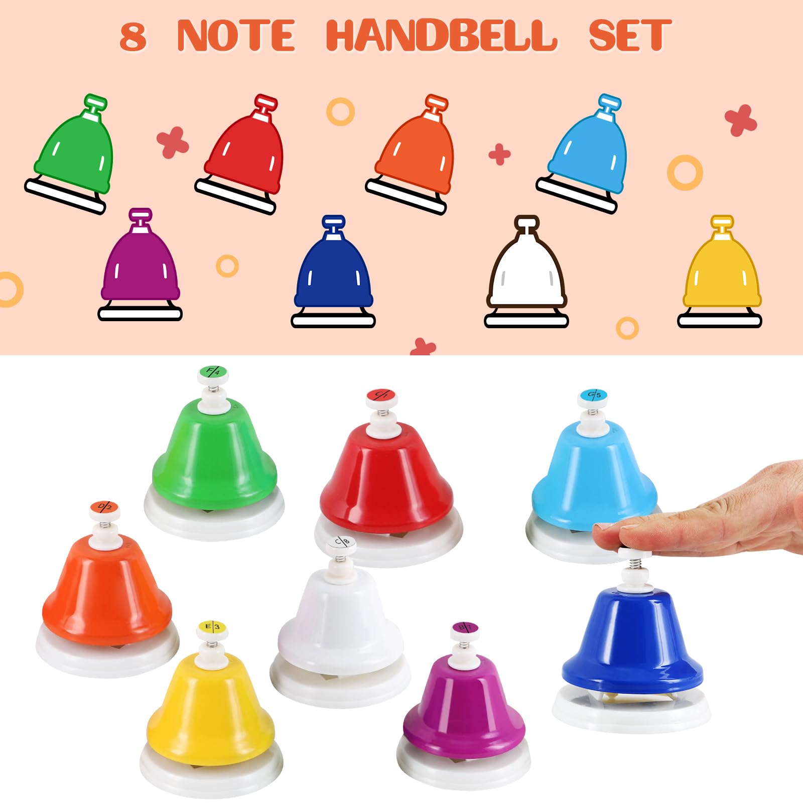 EASTROCK DeskBells 8 Note Handbells Set for Adults