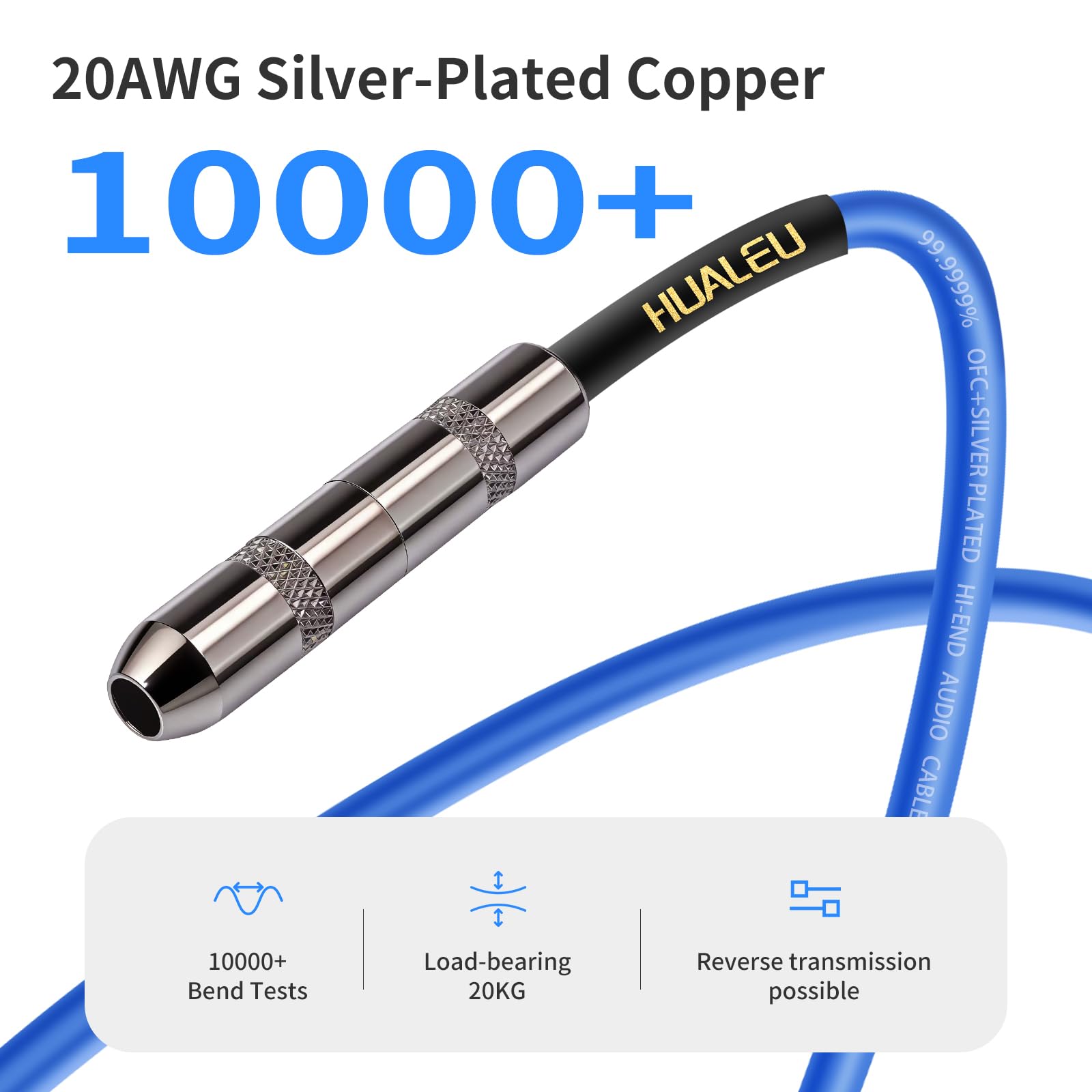 HUALEU 2FT 1/4 Female to XLR Pass Through Cable,D Type 3Pin XLR Male to 6.35mm TRS Female Patch Panel, Floor Box Audio cable-20AWG Silver-Plated Copper Conductor,Included with mounting screws-2Pack