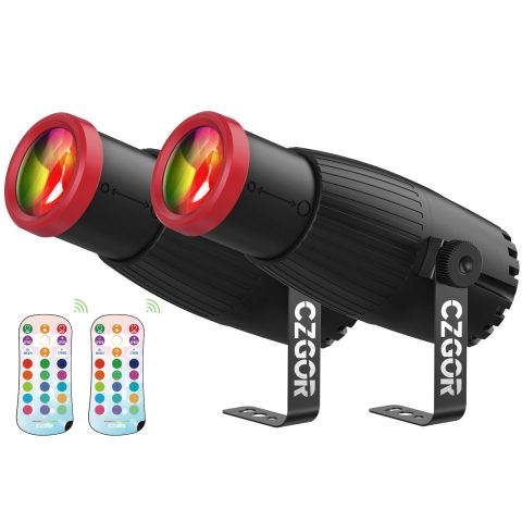 Czgor 18W Pinspot Light, RGBW Mirror Disco Ball Spotlight with Remote Control, Manual Focus 4 in 1 LED 16 Light Colors, Super Bright Stage Lighting for Party Club Bar Wedding, Casual Red, 1 Pack
