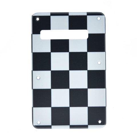 KAISH ST/Strat Style Standard Guitar Back Plate ST Tremolo Trem Cover for USA Strat/Stratocaster Black/White Grid