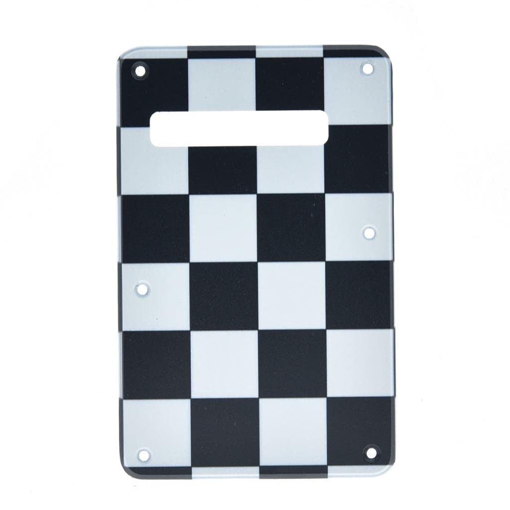 KAISH ST/Strat Style Standard Guitar Back Plate ST Tremolo Trem Cover for USA Strat/Stratocaster Black/White Grid