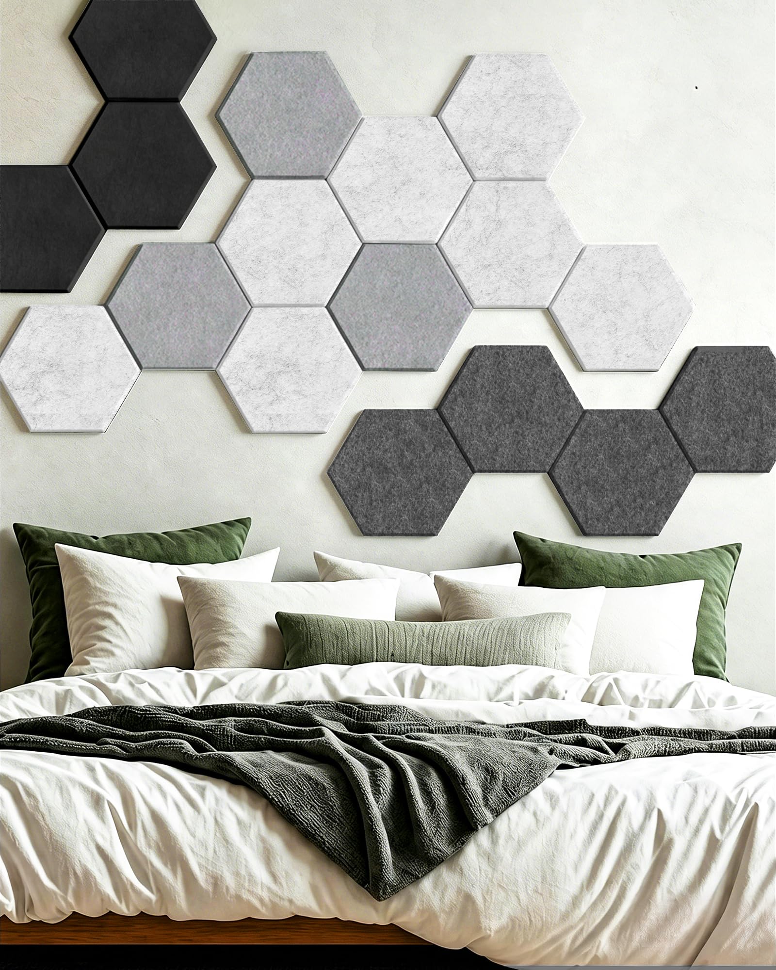 MAGICUBETIC 12 Pack Hexagon Self-Adhesive Decorative Acoustic Wall Panels