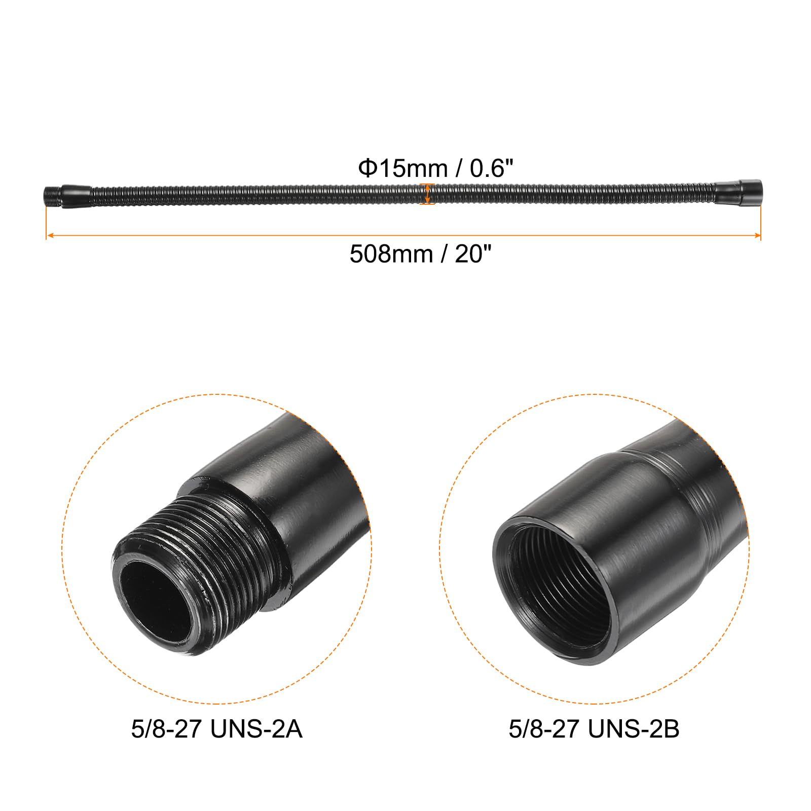 PATIKIL 20″ Microphone Gooseneck, 1Pcs 5/8″-27 Thread Metal Universal Hose Flexible Arm Gooseneck Tube Extension for Multifunction DIY, Black