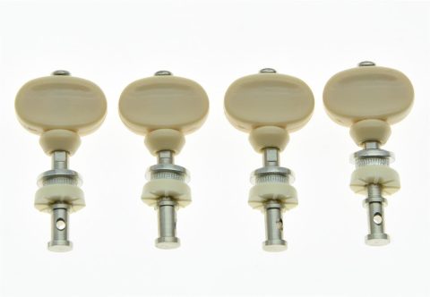 KAISH Set of 4 Nickel Ukulele Tuning Pegs with Cream Buttons