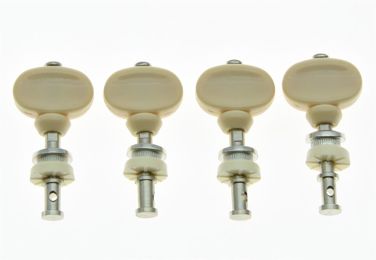 KAISH Set of 4 Nickel Ukulele Tuning Pegs with Cream Buttons