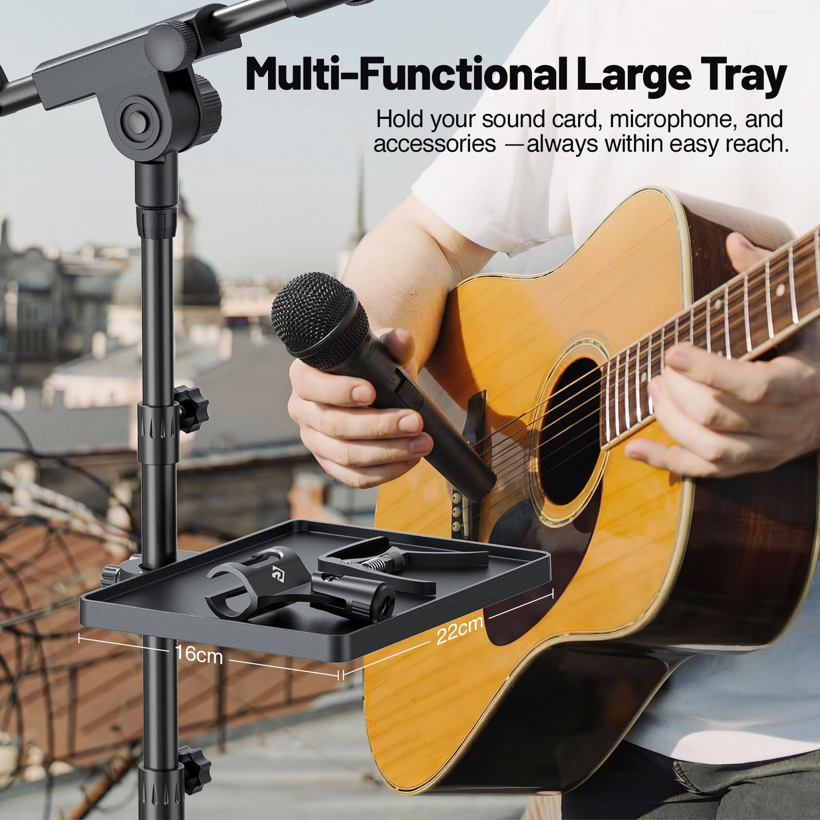 Phenyx Pro Adjustable Microphone Stand with Large Tray MA-S1