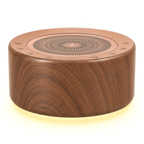 Kipcush Automatic Tibetan Singing Bowl Sound Machine – 7 Authentic Himalayan Tones, 7-Color Night Light, Touch Control & Timer – No Manual Striking for Meditation, Yoga (Brown Wood)