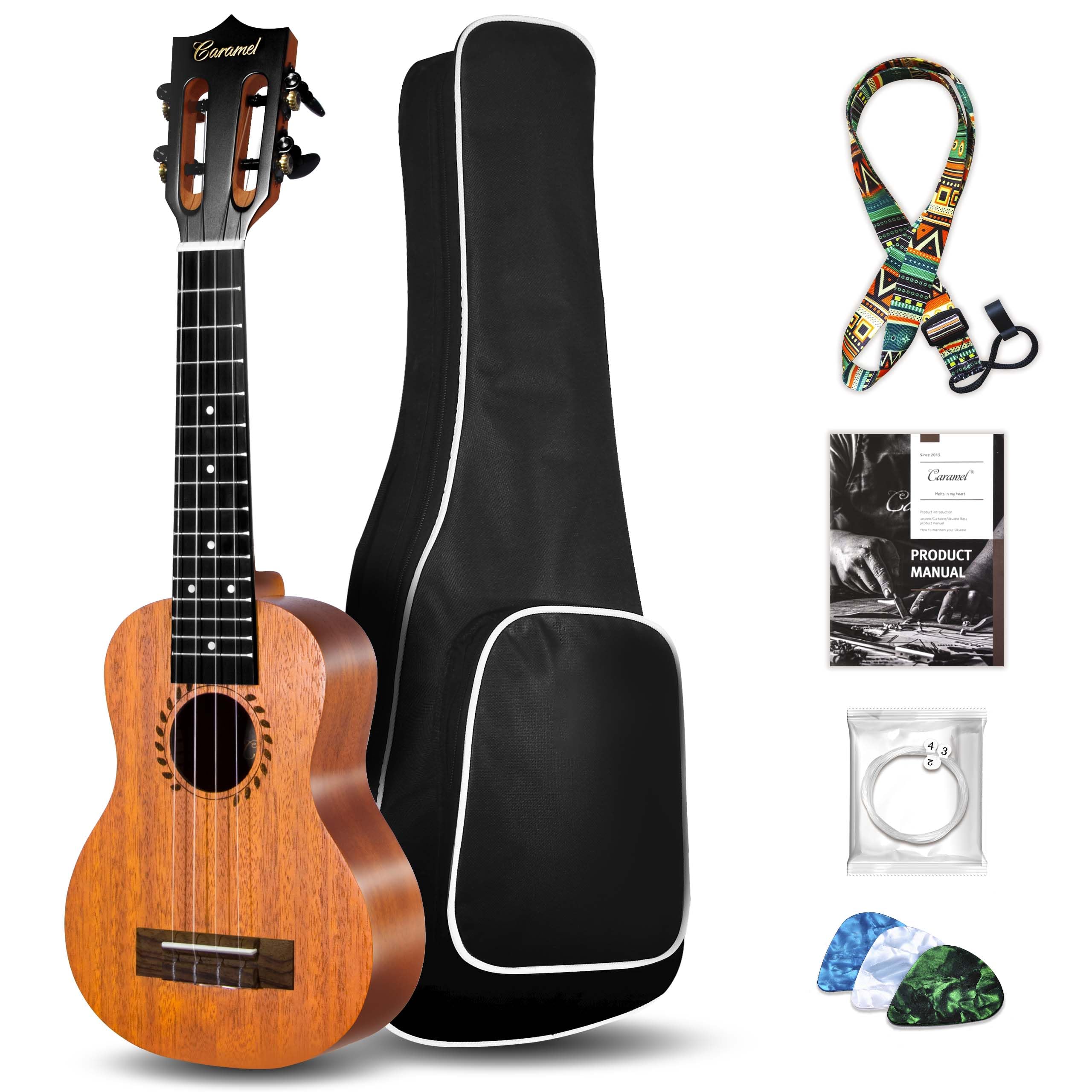 Caramel SAM48 Red African Mahogany 21″ Soprano Ukulele for Beginner