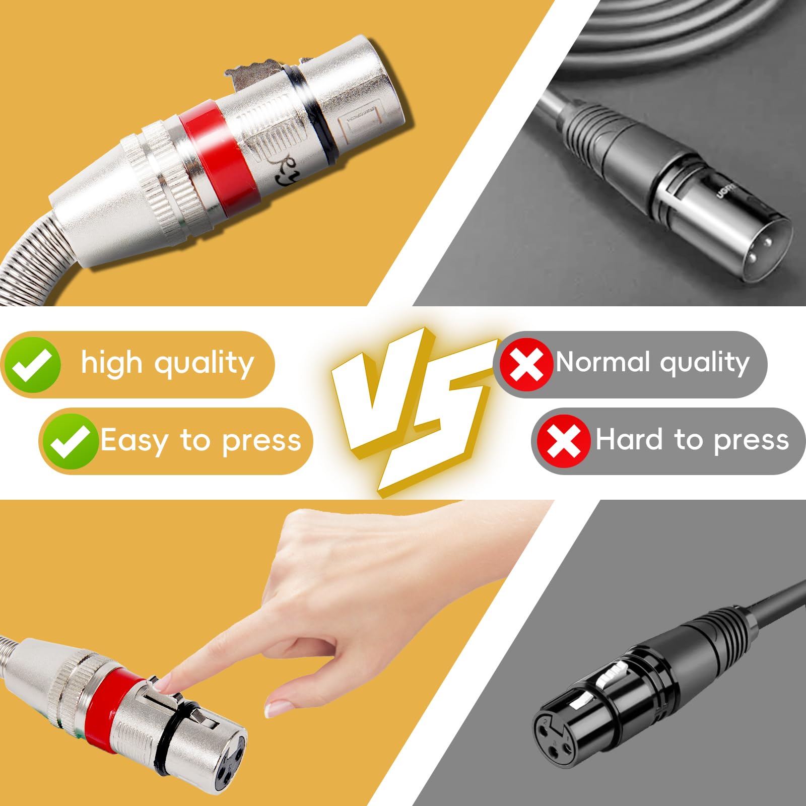 rycvaky XLR Cables 30FT 1 Pack, Heavy Duty Oxygen-Free Copper 3-Pin Balanced Shielded XLR Male to Female Microphone Cable for Recording Studio Speaker, PA Systems, Audio Mixer and More