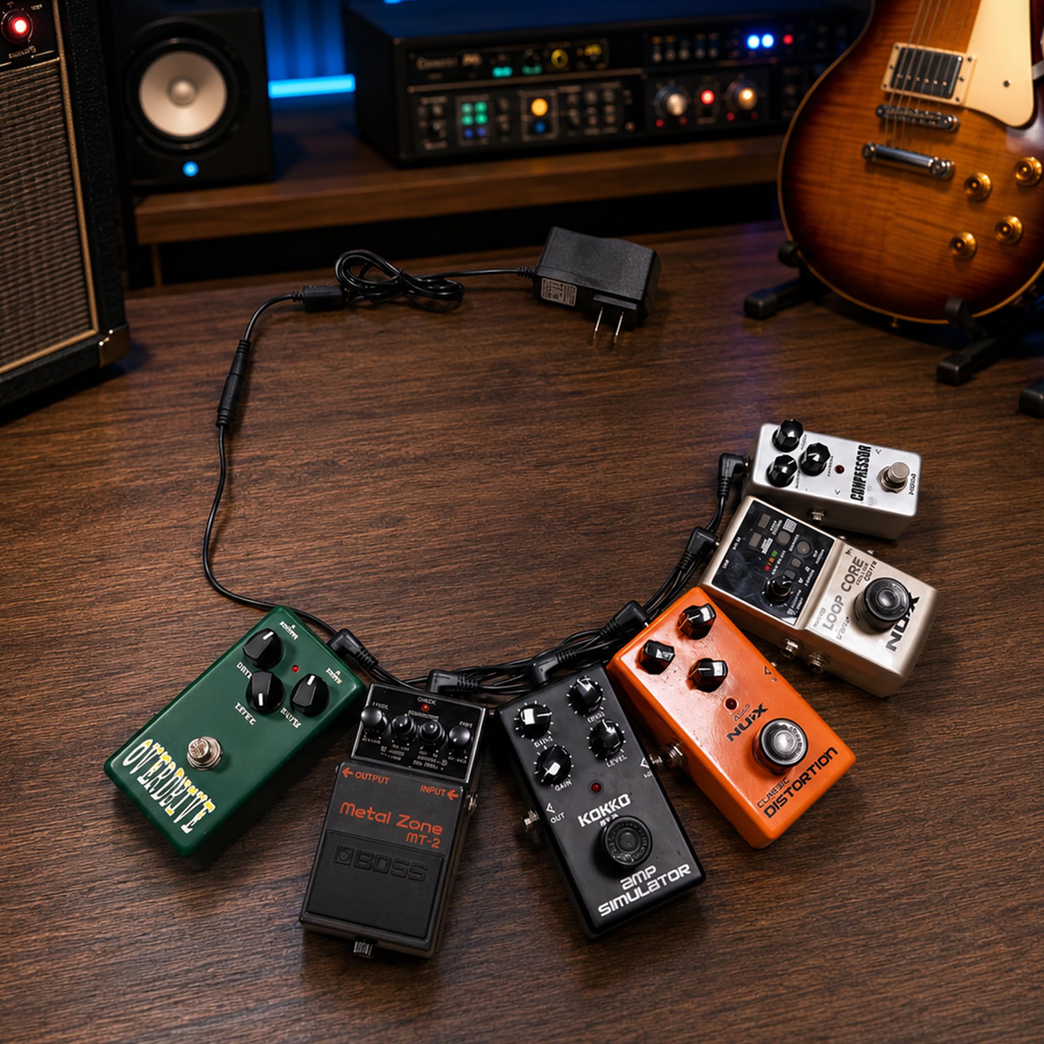 Rockhouse 9V DC 1A Guitar Pedal Power Supply with 6 Way Daisy Chain Cable
