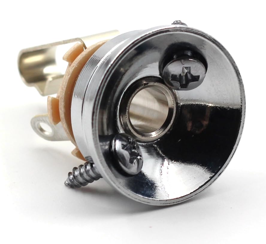 Electrosocket Jack Plate for Telecasters – Polished Chrome Finish + Switchcraft J11 Mono Jack