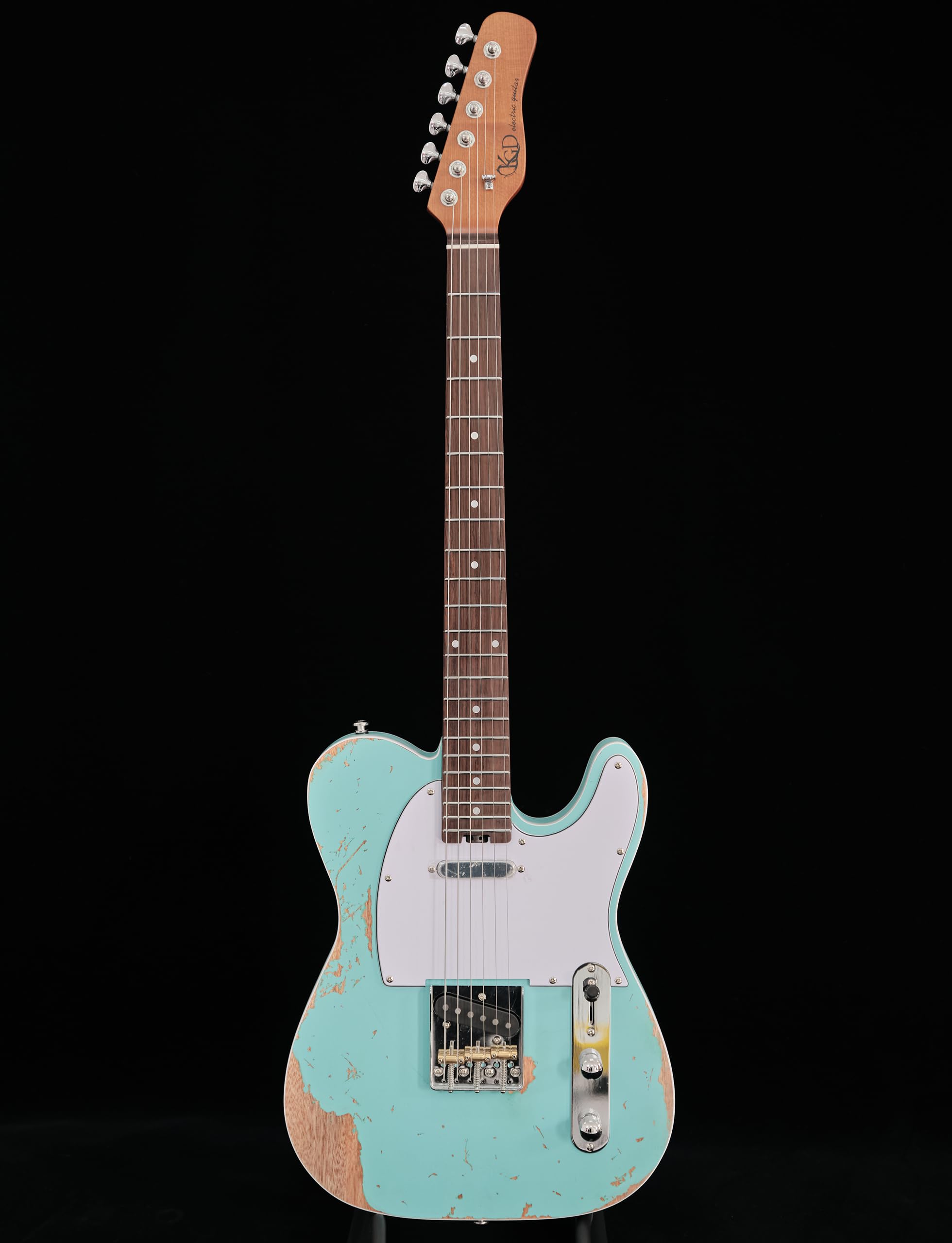 KGD Relic electric guitar mahogany body carbonized maple neck rosewood fretboard 6-string solidbody electric guitar S-S pickupsbrass barrel saddle bridge (Seafoam)