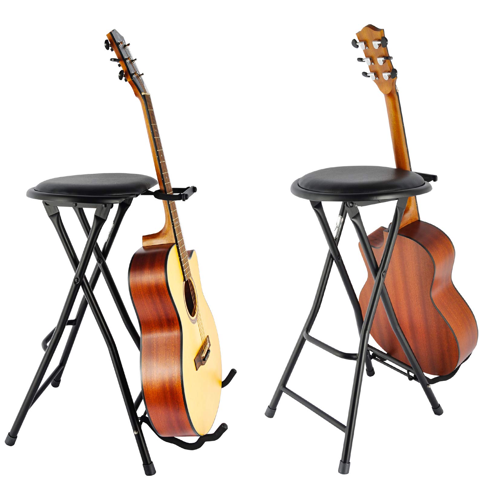 EASTROCK Portable Guitar Stool with Stand, Cushioned Seat, Rubber Feet