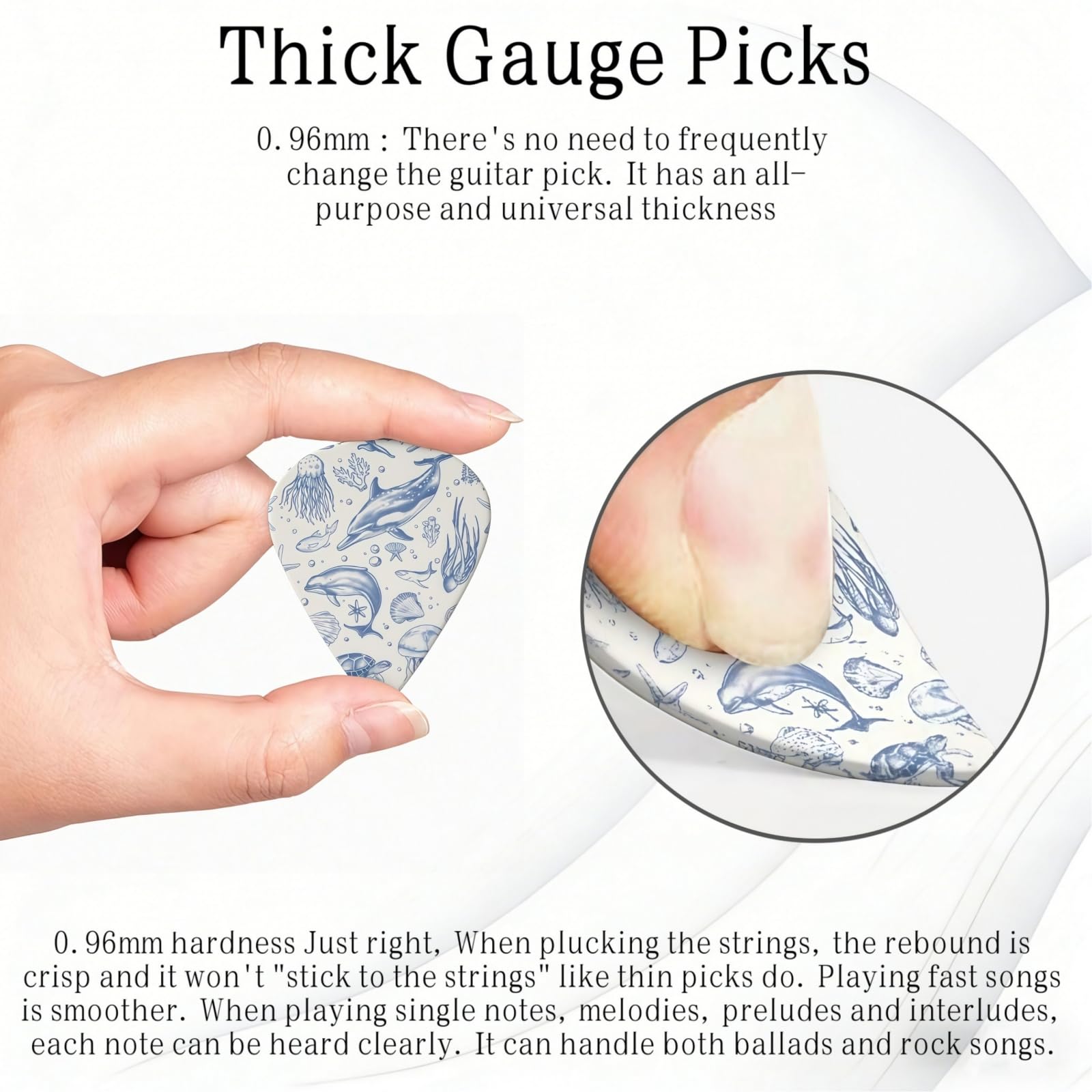 KWSAAHU 0.96mm Thick Guitar Picks – Retro Marine Animal