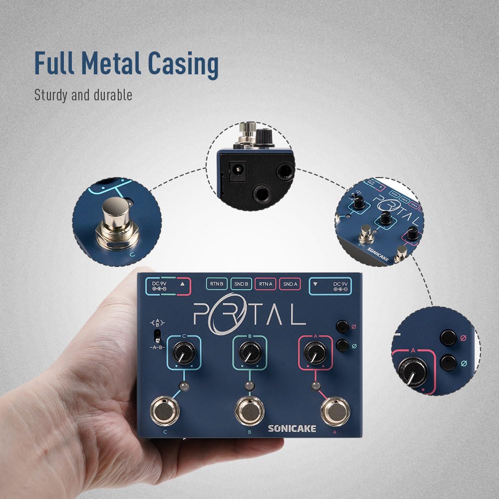 SONICAKE Active Signal Mixer, Analog Line Selector, as ABY and FX Loop, Guitar Effects Pedal with Three Channels – Portal