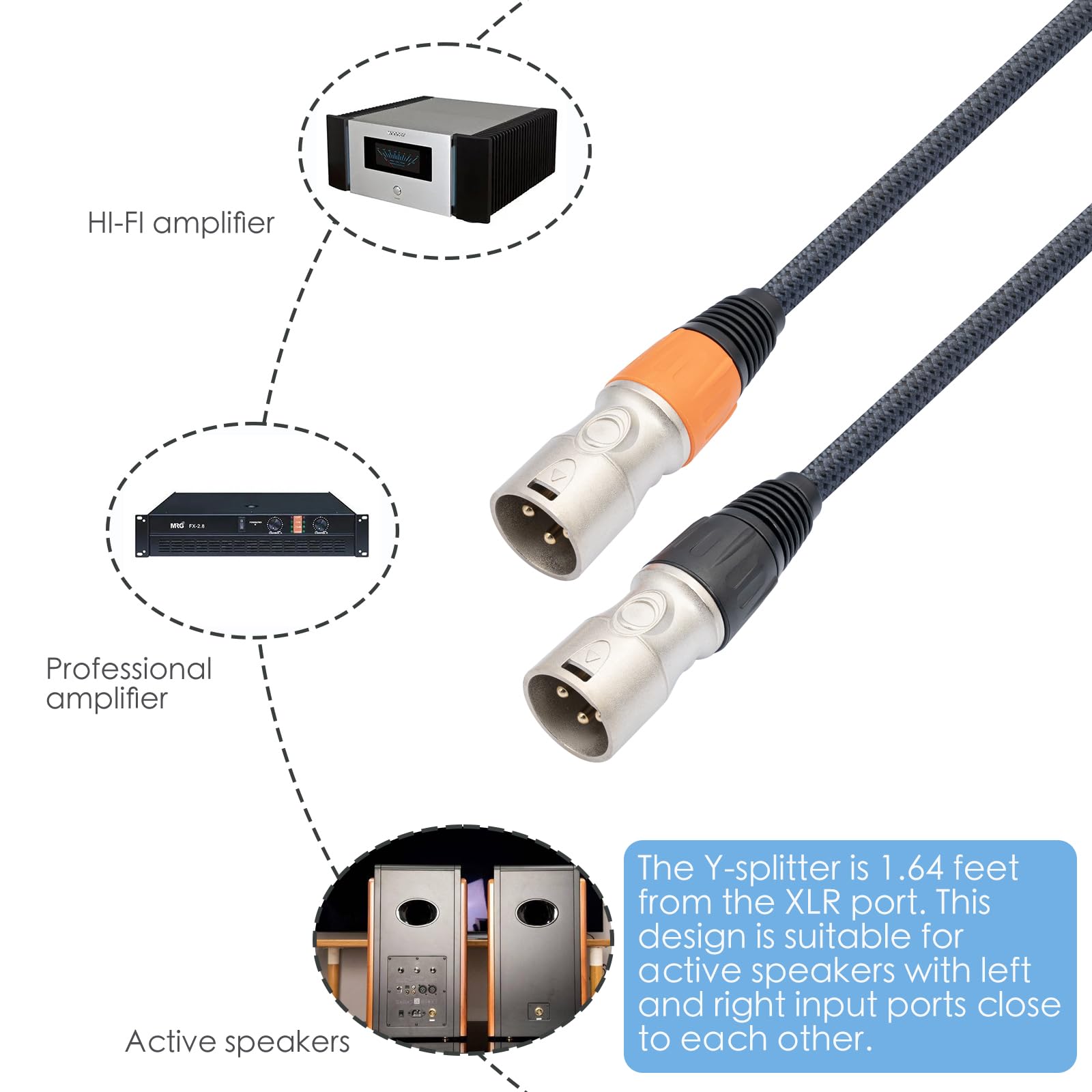 HUALEU, 10FT USB C to Dual XLR Male Audio Cable, Electronic Cable for Amplifier, Tablet, Smartphone, Speaker, Laptop