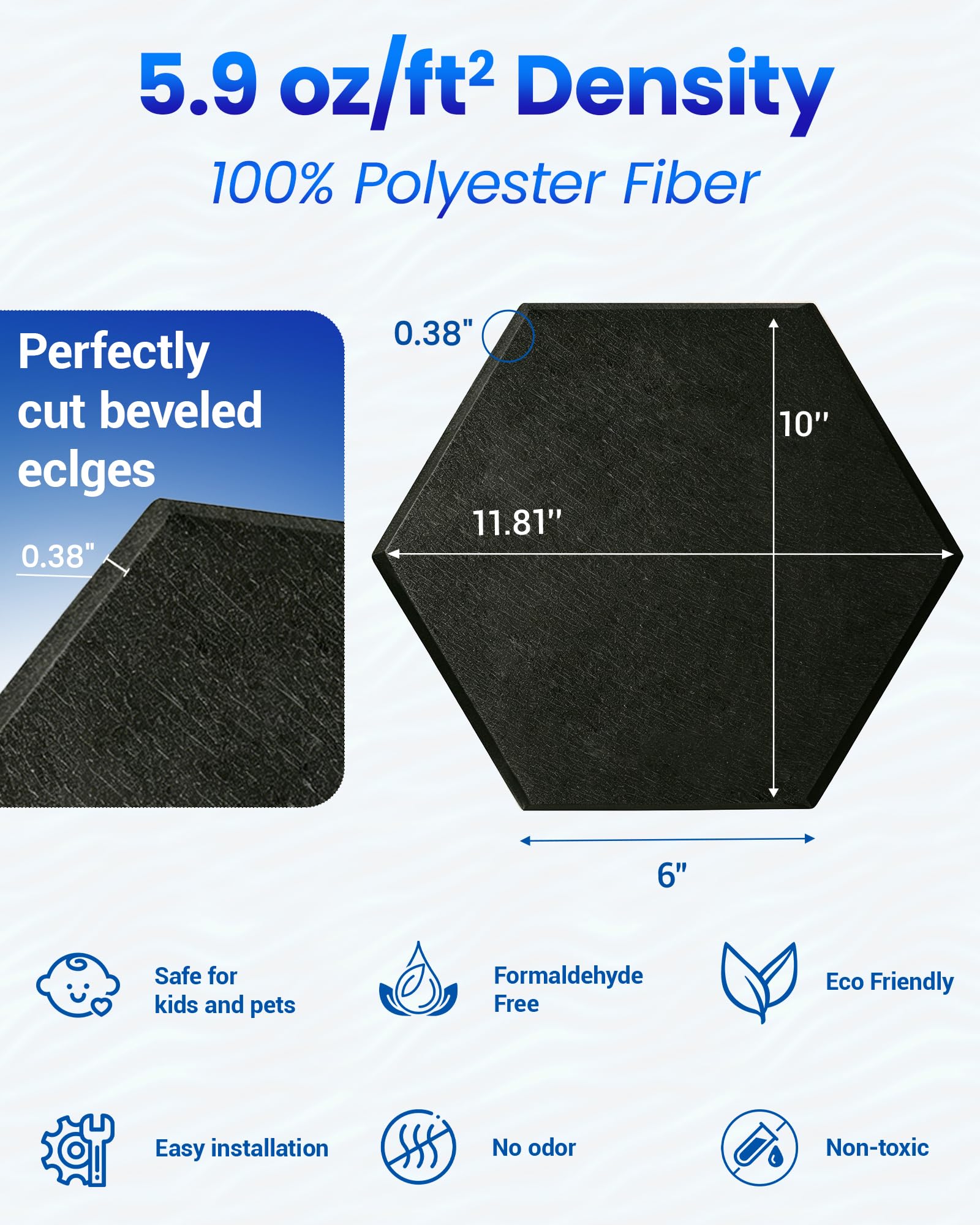 MAGICUBETIC 12 Pack Hexagon Self-Adhesive Decorative Acoustic Wall Panels