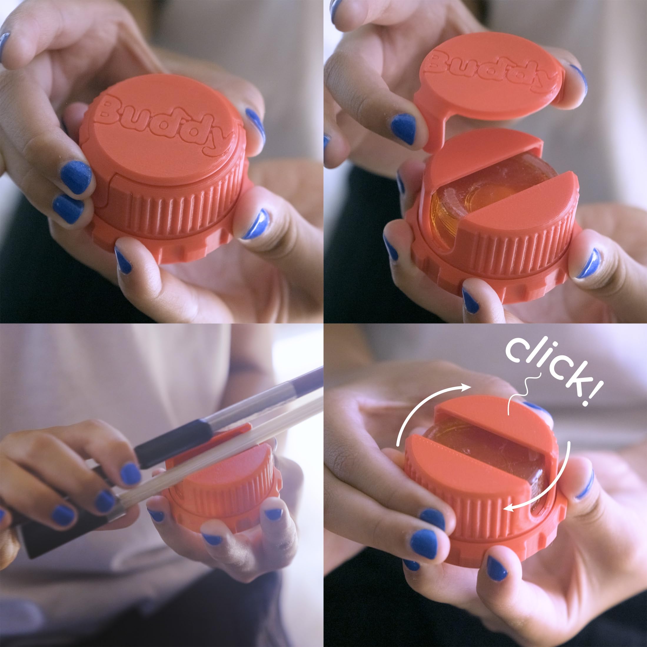 LIMITED CHRISTMAS EDITION Bow Buddy Violin Rosin & Bow Tool – Drop-Resistant, Refillable Rosin with Rotating Cover Guide & Integrated Bow Wrench for Violin, Viola & Cello (Xmas Limited)
