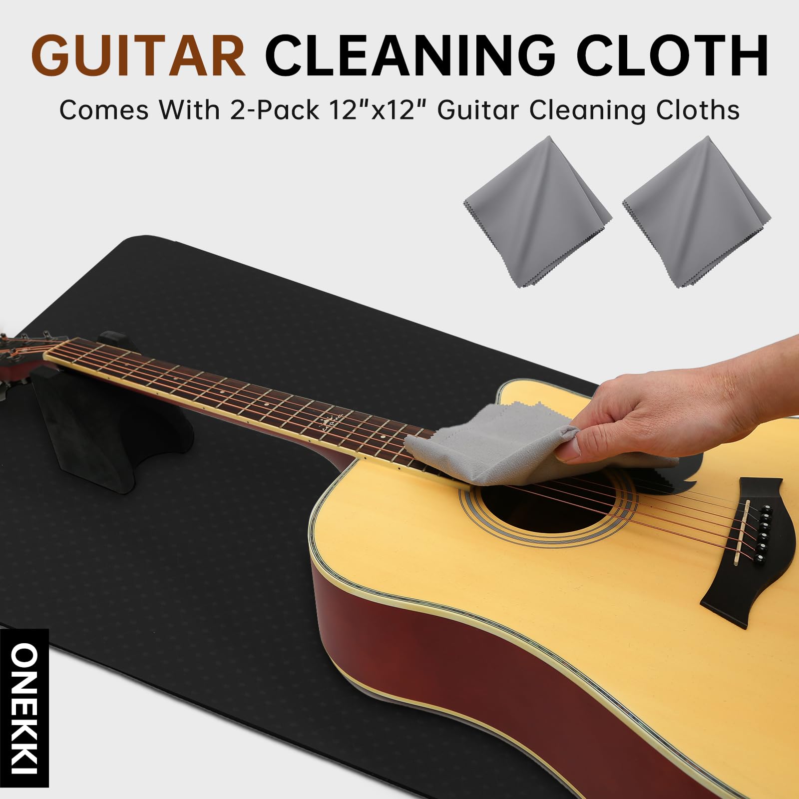 Guitar Neck Rest and 41”x 17”Guitar Mat, with Two Heights Support, Non-Slip