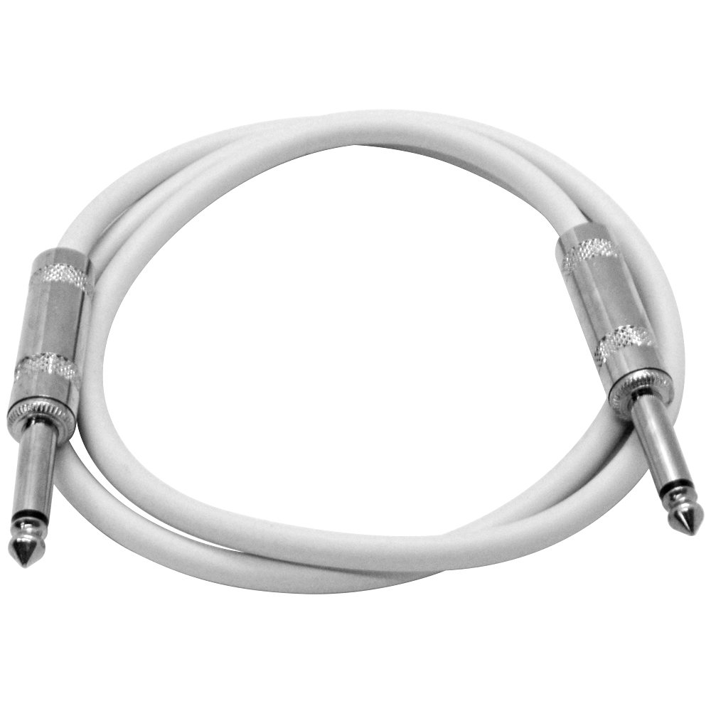Seismic Audio – SASTSX-3White – 3 Foot White 1/4 Inch TS Patch Cables- 3′ Professional Audio Unbalanced 1/4″ Patch Cord