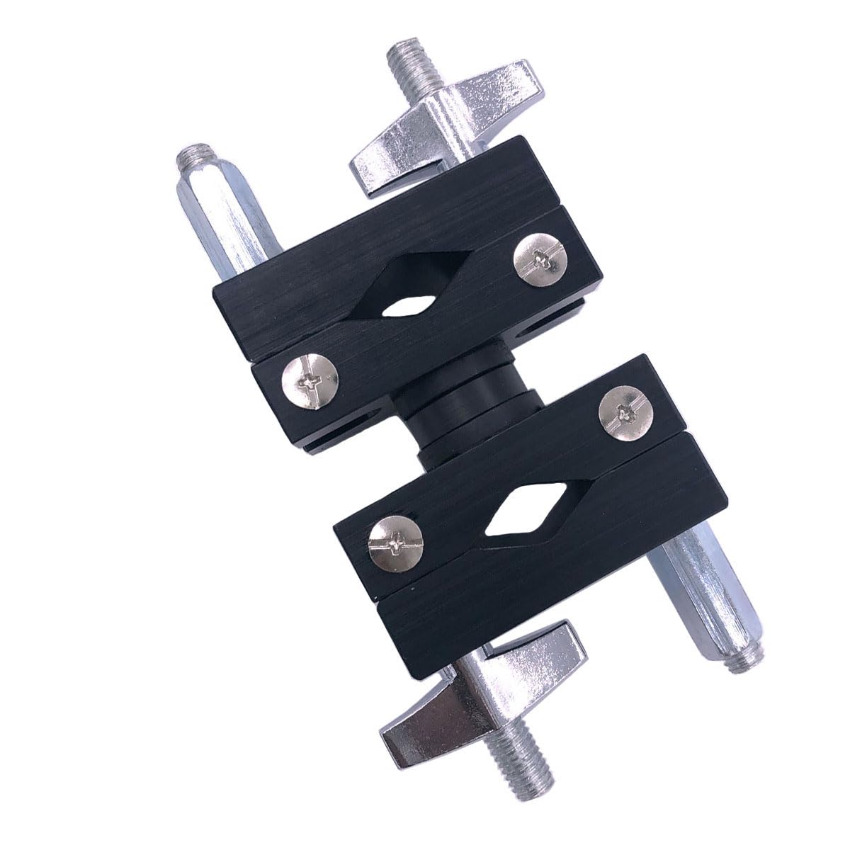 TUOREN Cymbal Stand Multi-Clamp, Rotating Multi Angle Dual Drum Rack Extension Clamp for Cymbal Boom Arm Percussion Mount Rod Drum Set Rack Pipe Mounting Hardware
