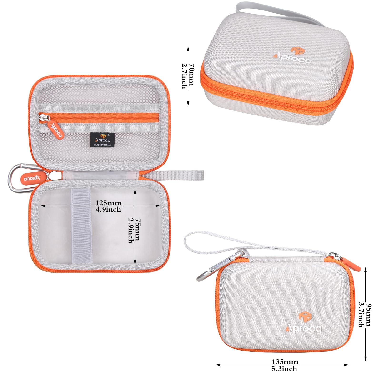 Aproca Case Compatible with JBL Go 4 / Go 3 Ultra-Portable Waterproof Dustproof Bluetooth Speaker, Portable Storage Bag for Accessories -White (Case Only)