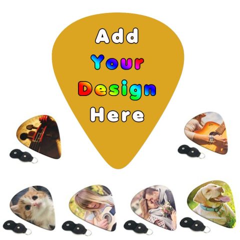 PLKIUYT Custom Guitar Picks 6 Packs Personalized Guitar Pick Double Sided Printing Design Your Own Images Logo Text for Friends Families Birthday Gifts, Goldenrod, 0.46mm