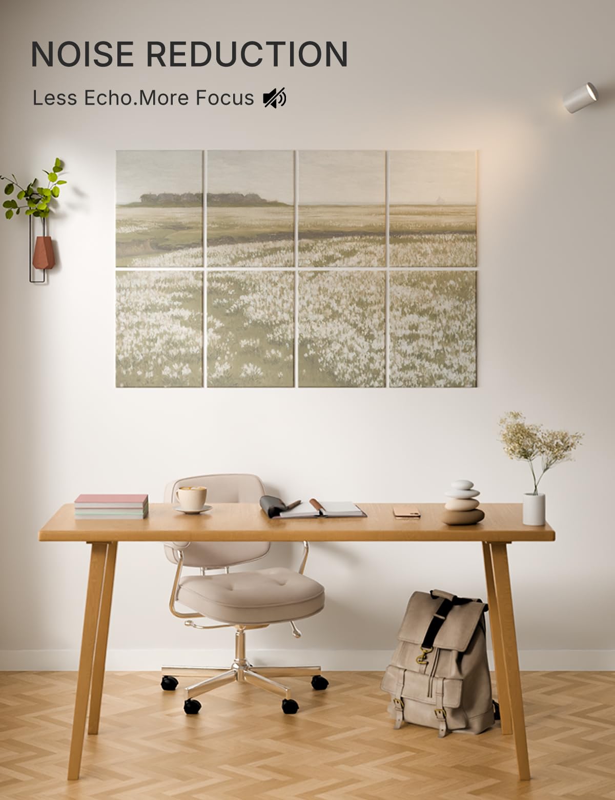 Wall Art Acoustic Panels,47”X31”Sound Absorbing Panels-8-Pack with 50 Adhesive Tabs, Panels for Living Room and Recording Studio, Offices-A Vast Summer Landscape