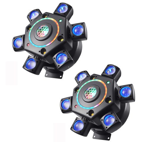 2 PCS Moving Head Dj Lights for Parties, Disco Stage Lights 7-in-1 LED RGBW 6 Arms with Mixed Lighting Effects,DJ Stage Lighting for Party Disco Club Wedding Bar