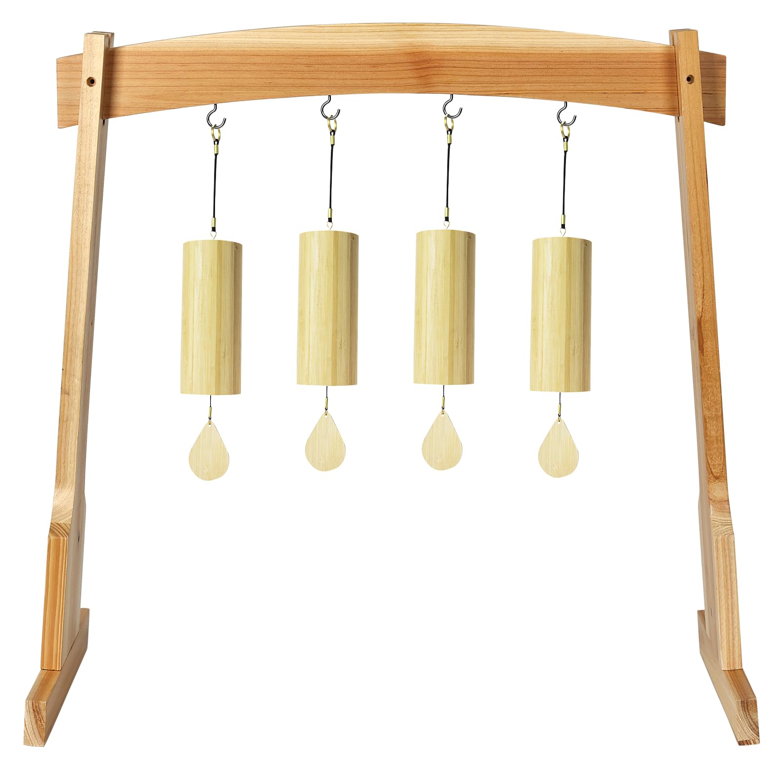 Amcortn 14″ Gong Stands, Wind Chimes Wood Stand with Base for 1 Gong or 4 Chimes, Light & Portable Multipurpose Stand, Easy Assembly for Sound Healing, Meditation, Yoga