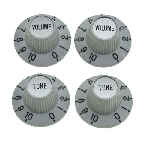 KAISH 4X White with Silver Cap LP Guitar Witch Hat Knobs Top Hat Knob for Epi Les Paul SG