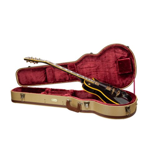 Crossrock Master Series Les Paul Electric Guitar Case | Classic Fabric Tweed Exterior, Re-Engineered Wooden Shell, Leather Handle & Deep Red Velvet Interior(CRW720LFT)