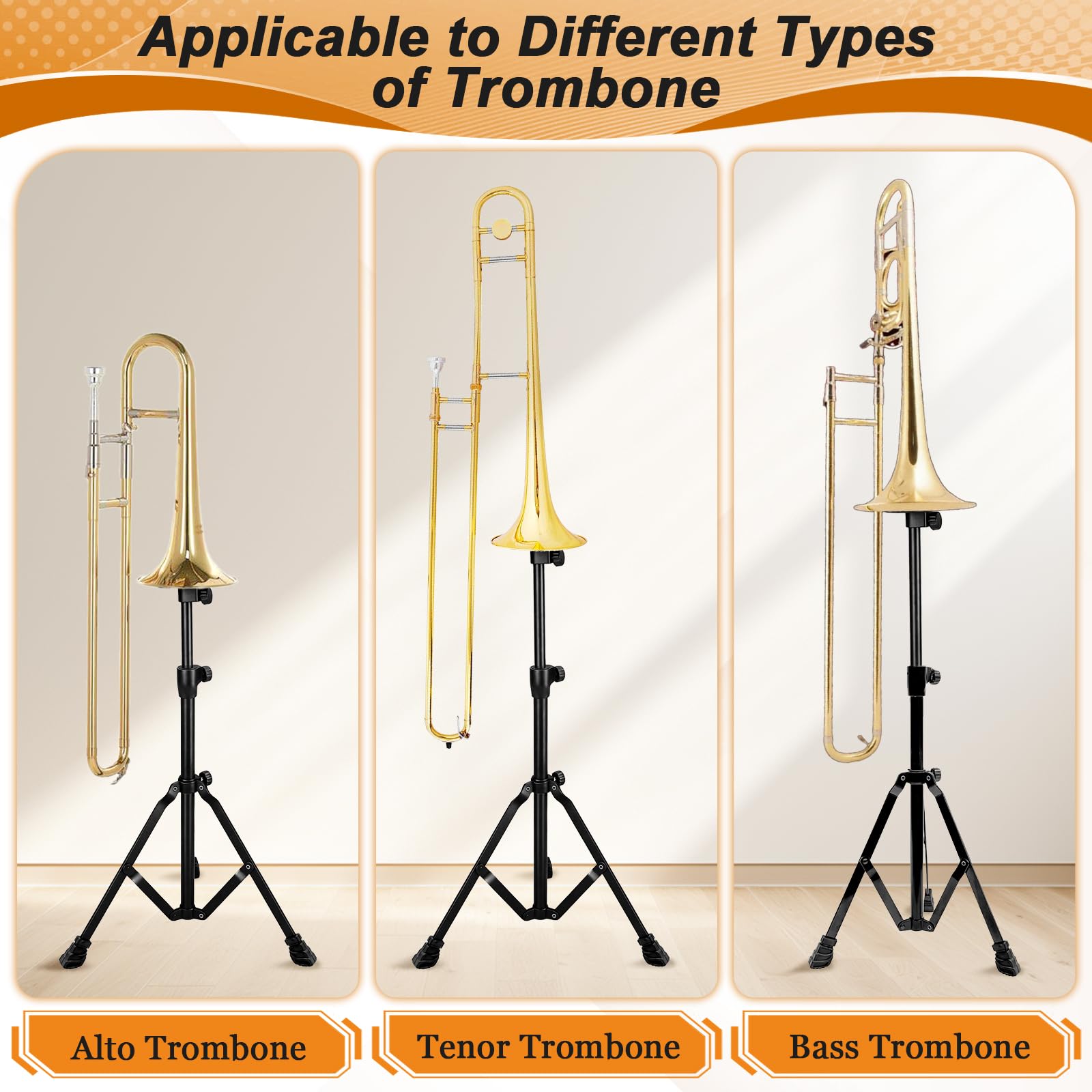 Ngdiluxury Trombone Stand, Adjustable Height Retractable Trombone Stands