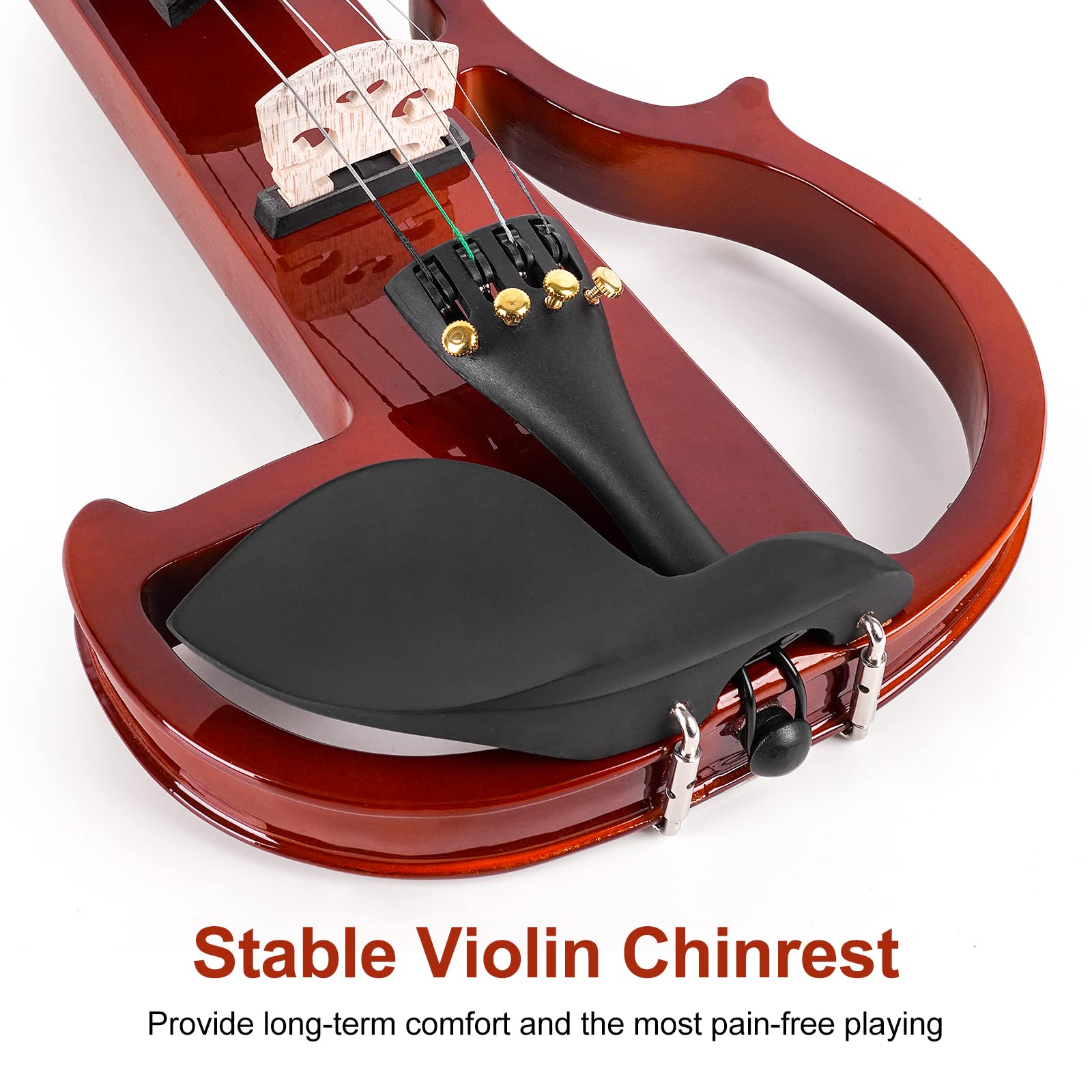 Vangoa Electric Violin 4/4 Full Size Silent Electronic Violin Fiddle, Red