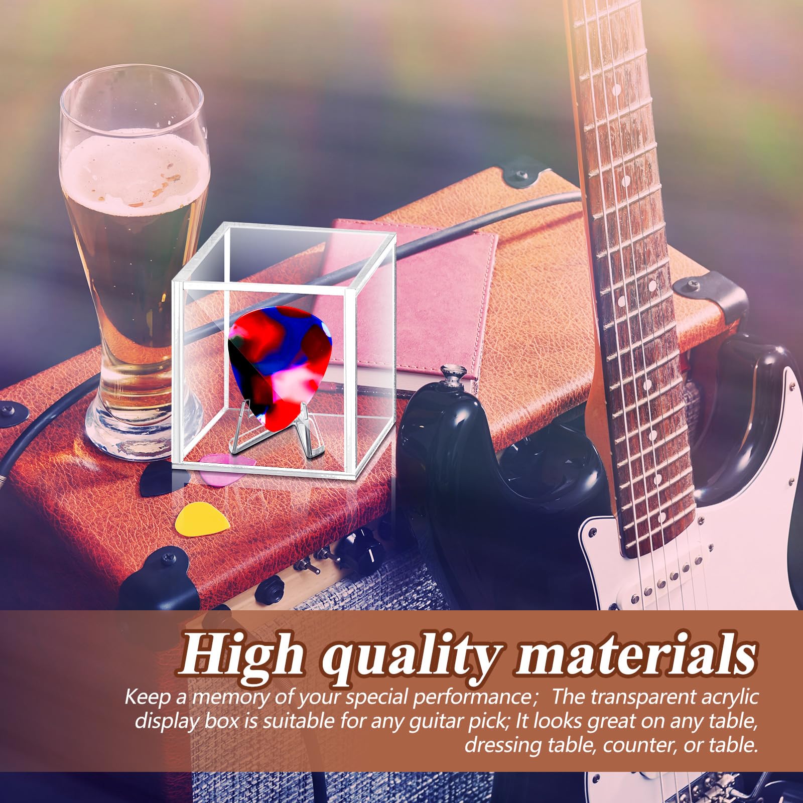 DoubleFill 3 Pcs Acrylic Guitar Pick Display Case, Clear