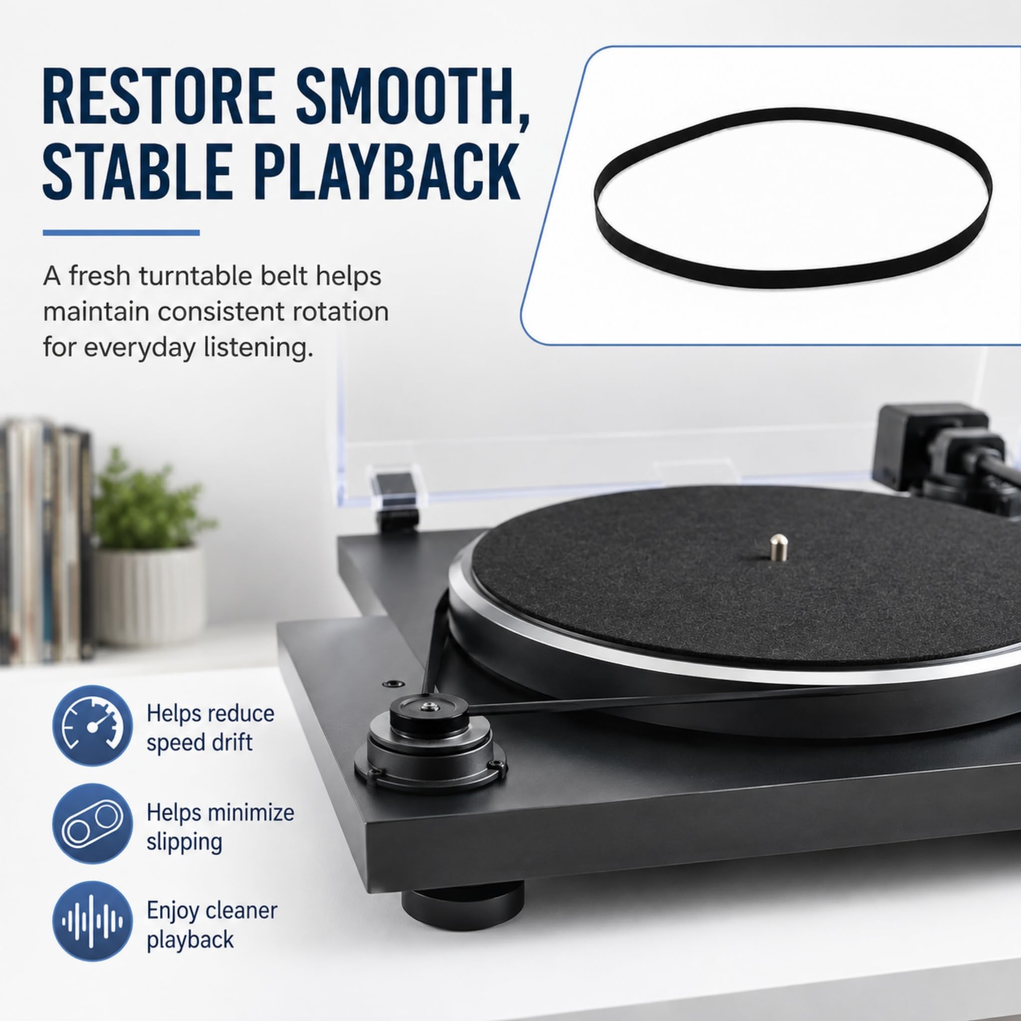 Turntable Belt Replacement for Innovative Technologies ITRR-501 ITRR-501W ITRR-700 ITVS-750 – Japanese Rubber Record Player Belt