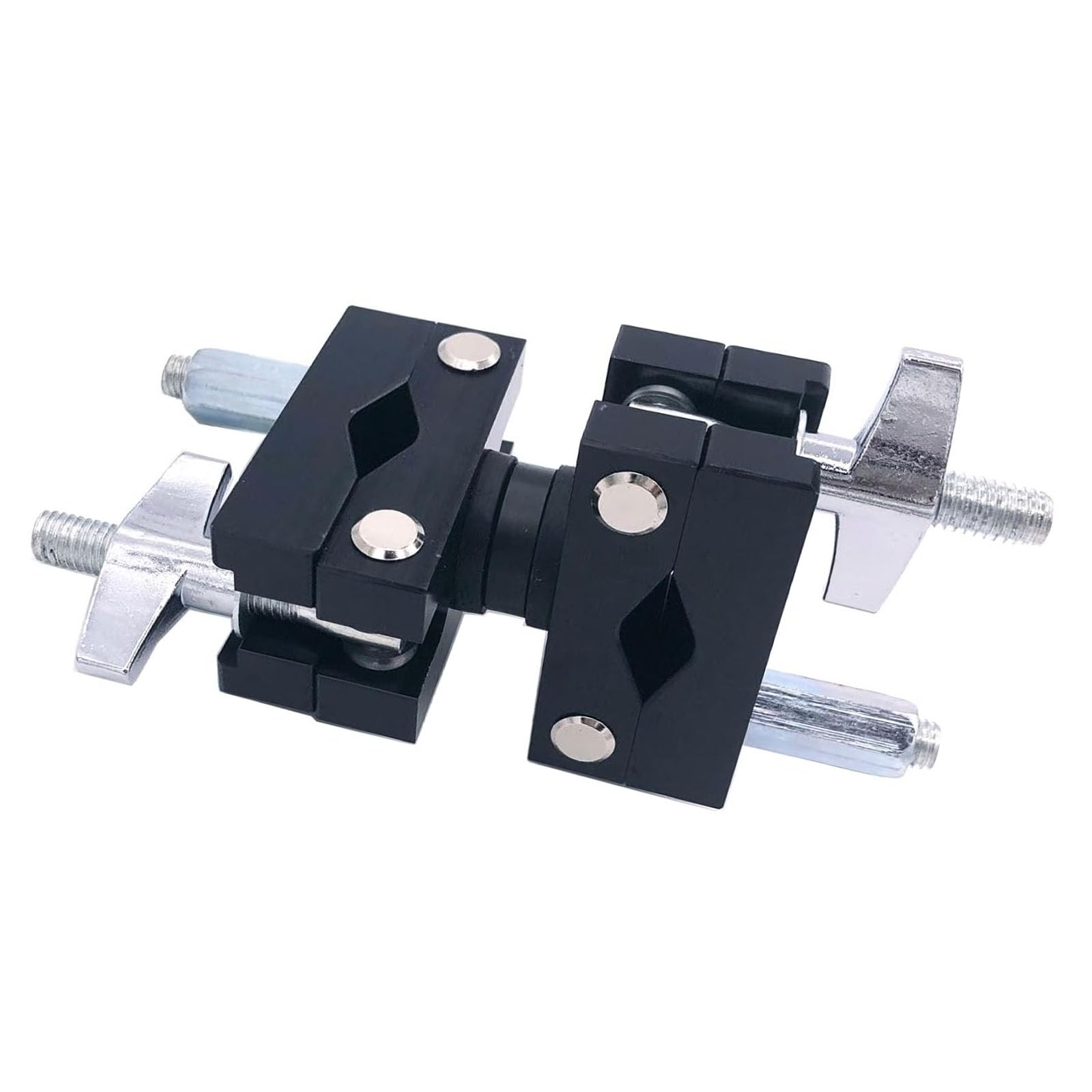 TUOREN Cymbal Stand Multi-Clamp, Rotating Multi Angle Dual Drum Rack Extension Clamp for Cymbal Boom Arm Percussion Mount Rod Drum Set Rack Pipe Mounting Hardware