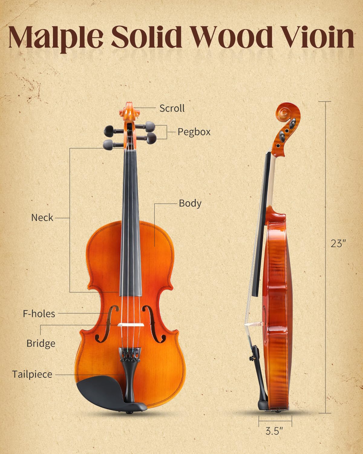 Ktaxon Violin 4/4 Full Size Set Acoustic Fiddle Complete Kit, Glossy