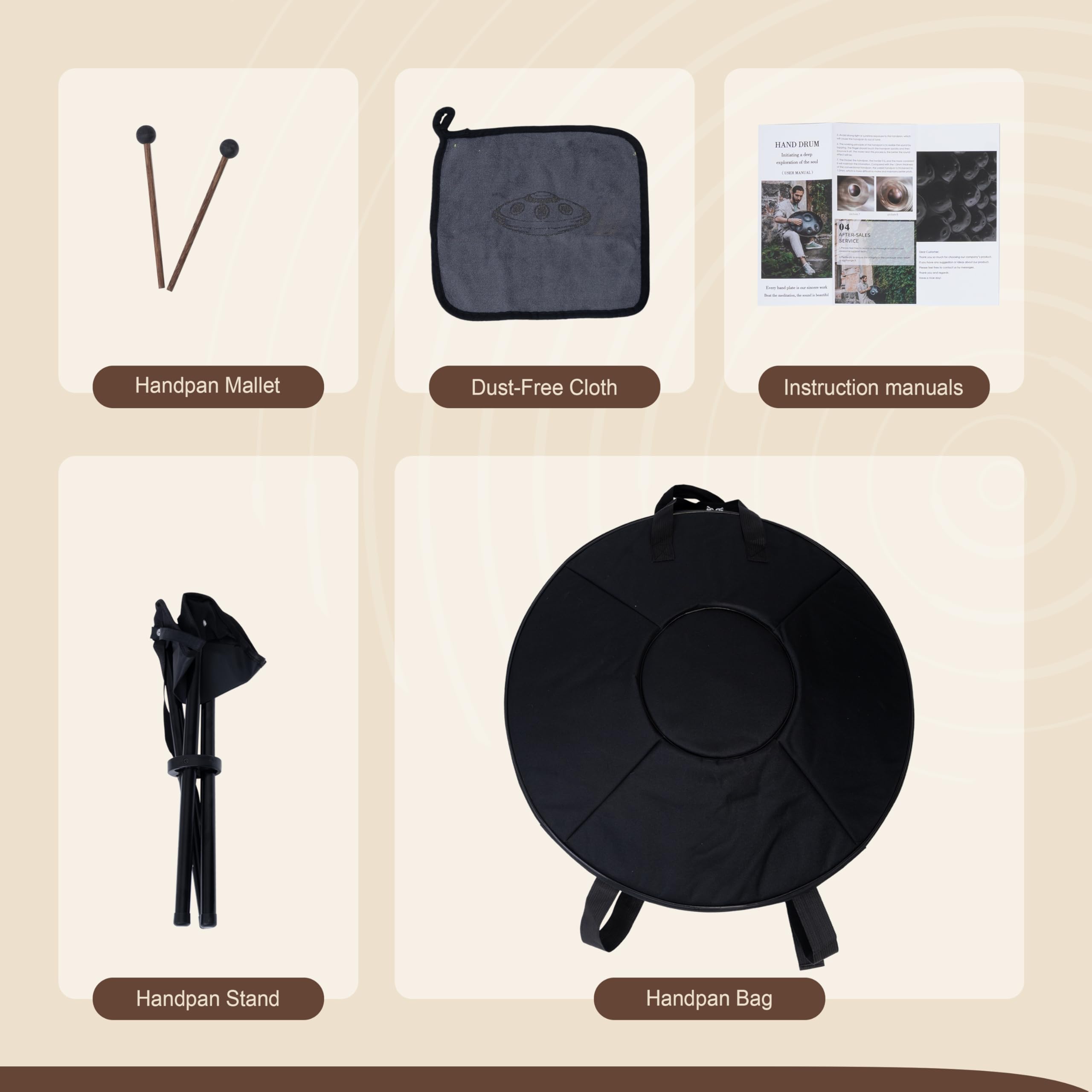 Sarospan Handpan Drum – 22-Inch 12-Note D Kurd 440Hz – Hand Tuning Handpan – Includes Soft Bag, Mallets, Stand, Note Stickers, Cleaning Cloth – Artist Performance Video