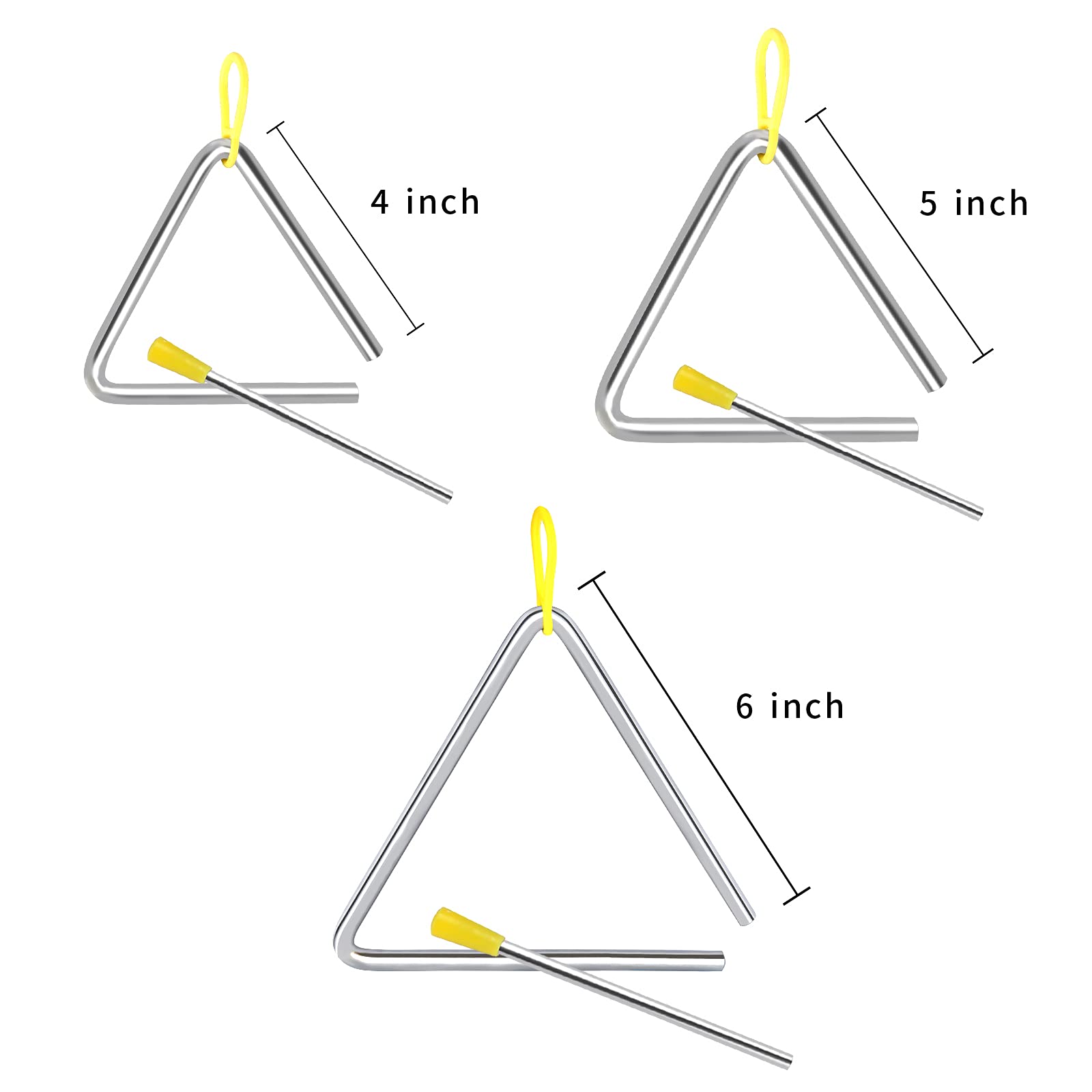 EASTROCK Triangle Instrument Set 3 Packs 4 5 6 Inch with Striker
