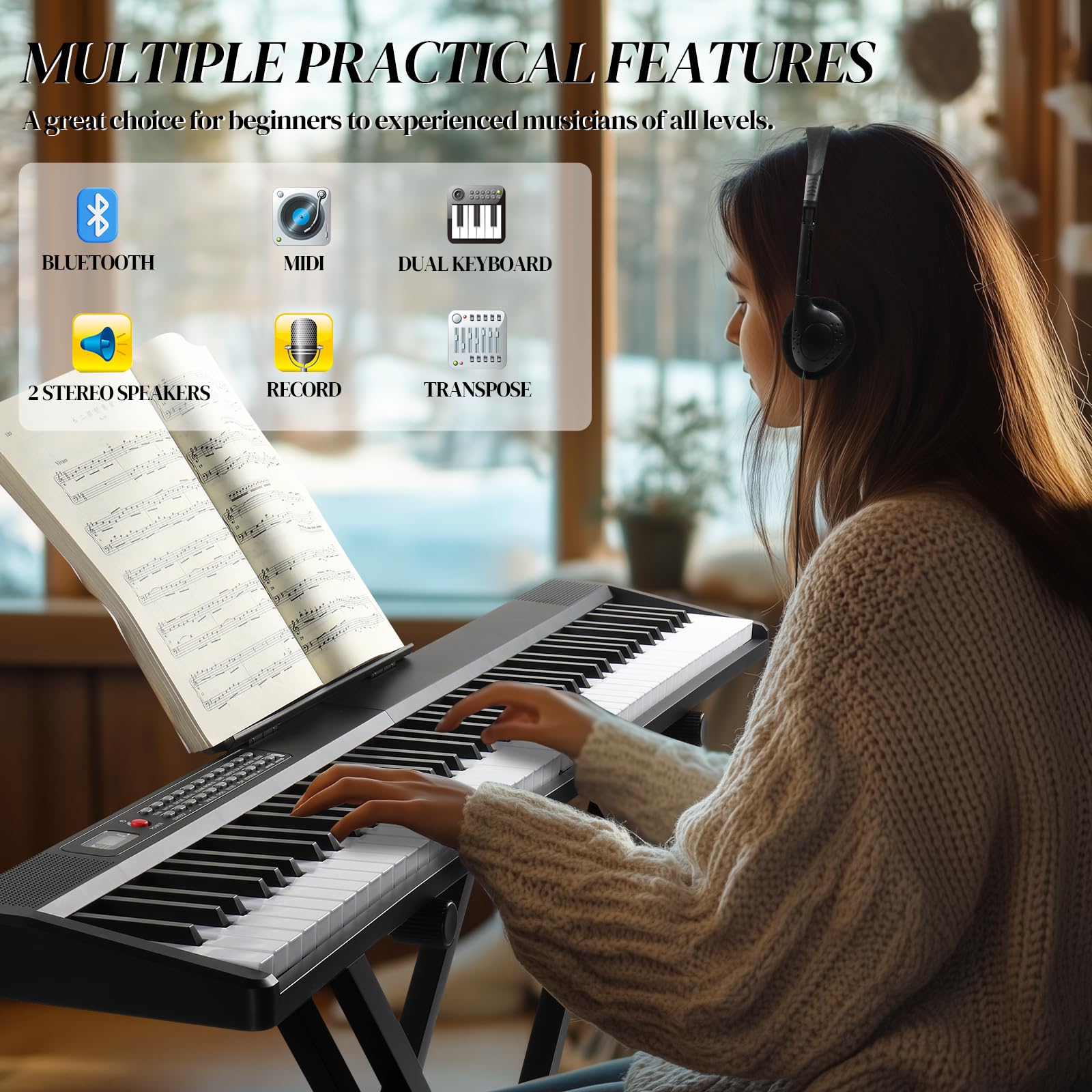 Ktaxon 88 Key Foldable Electronic Keyboard Piano, Electric Piano with Stand